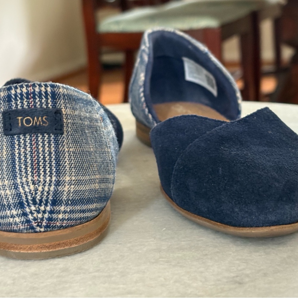 TOMS Jutti D’Orsey Flats Blue suede and plaid adorable and comfy! Sz 6 - Picture 3 of 3